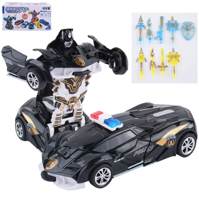 Yubon Mini Collision Deformation Robot Inertia Car Sports Car One Click Deformation Robot Car Toy for Kids Gift 2024