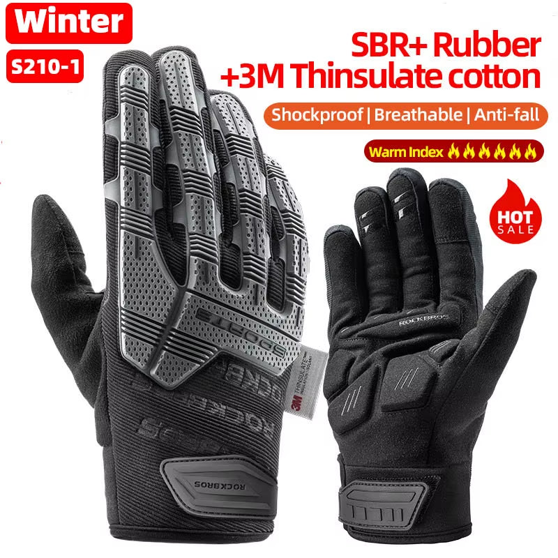 Autumn Winter Motorcycle Gloves Breathable SBR 6Mm Thickened Pad Keep Warm Winter Gloves Men Women Sport Cycling Glove