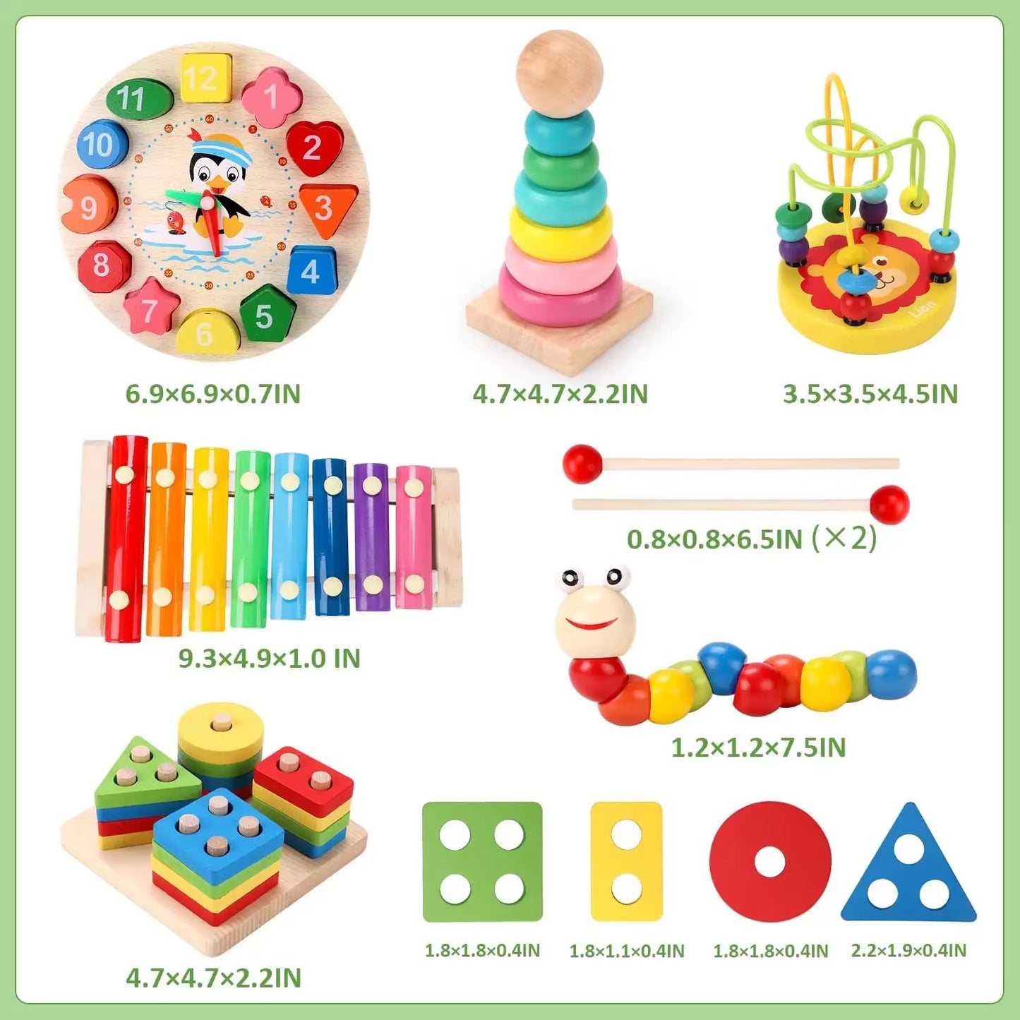 Matching Stacking Building Block Clock Sets 3D Puzzles Board Musical Figure Game Montessori Educational Toys for Kids Boys Girls