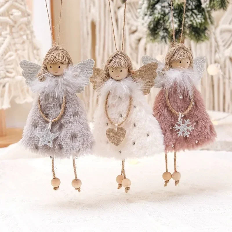New Year Angel Doll Christmas Tree Hanging Ornaments Decor Christmas Elk Pendants Decoration for Home Navidad 2021 Car Ornament