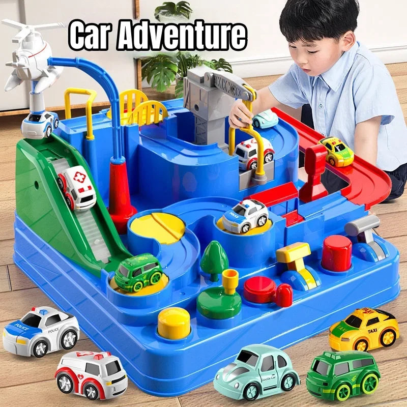 Rail Car Toys for Kids Inertia Cars Track Adventure Game Brain Mechanical Train Interactive Puzzle Toy Children Christmas Gifts