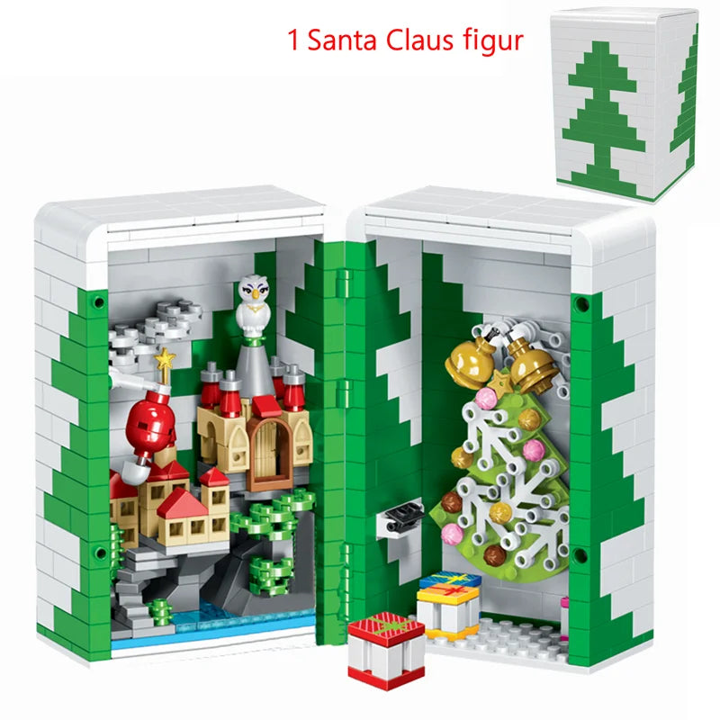 City Train Christmas Winter Village House Santa Gift Set Building Blocks City Street View Architecture Bricks Kids Toys Xmas