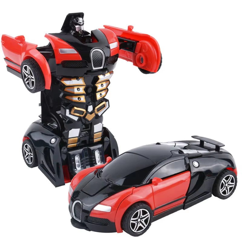 Yubon Mini Collision Deformation Robot Inertia Car Sports Car One Click Deformation Robot Car Toy for Kids Gift 2024