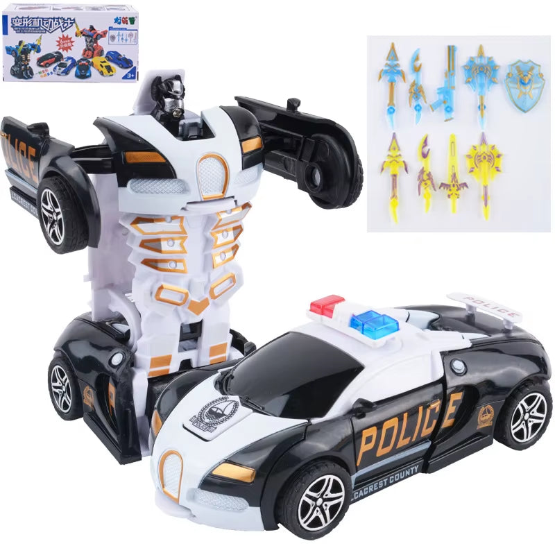 Yubon Mini Collision Deformation Robot Inertia Car Sports Car One Click Deformation Robot Car Toy for Kids Gift 2024