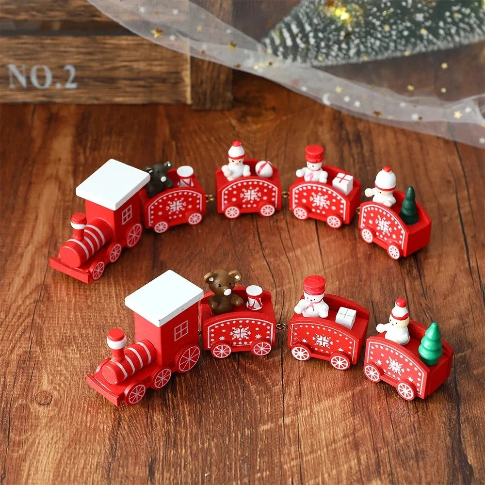 Kids Christmas Plastics Train Toy Mini Train Decor Set for Christmas Party Christmas Train Ornament Fun Gift Home Decoration
