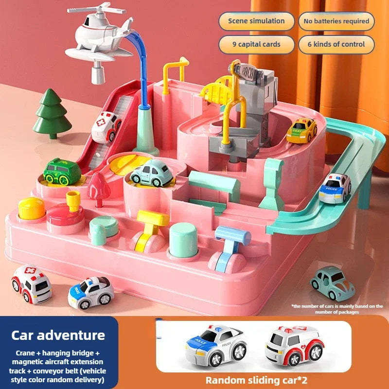 Rail Car Toys for Kids Inertia Cars Track Adventure Game Brain Mechanical Train Interactive Puzzle Toy Children Christmas Gifts