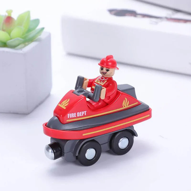 Wooden Track Accessories Magnetic Car Toy Wood Train Railway Scene Car Truck Fit BIRO Track Children'S Educational Toys