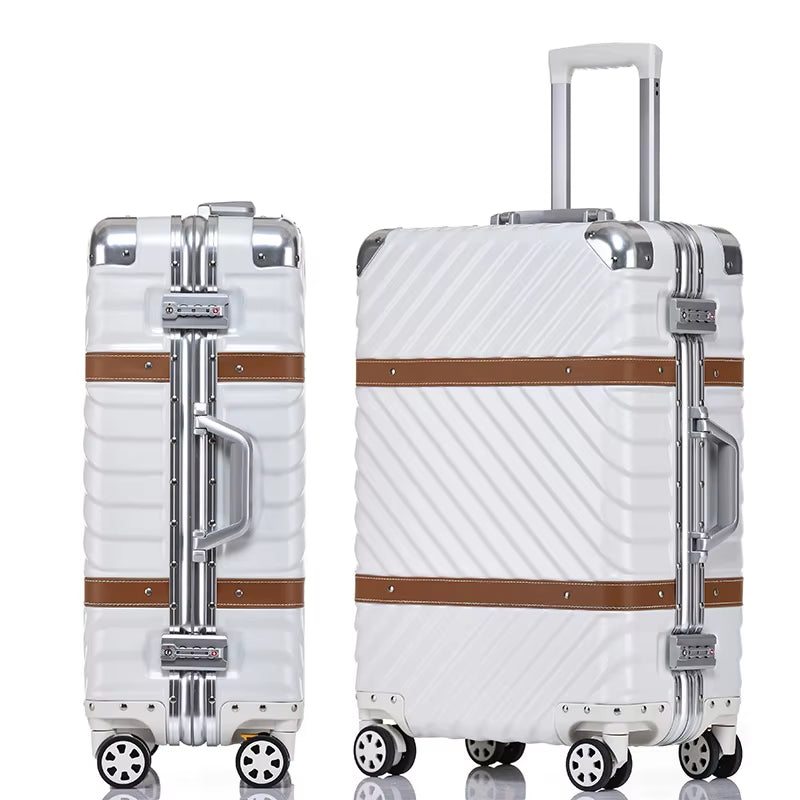 2020 Popular Waterproof 20/24/28 Inch 100% PC Hard Shell Aluminum Frame TSA Vintage Suitcase Luggage