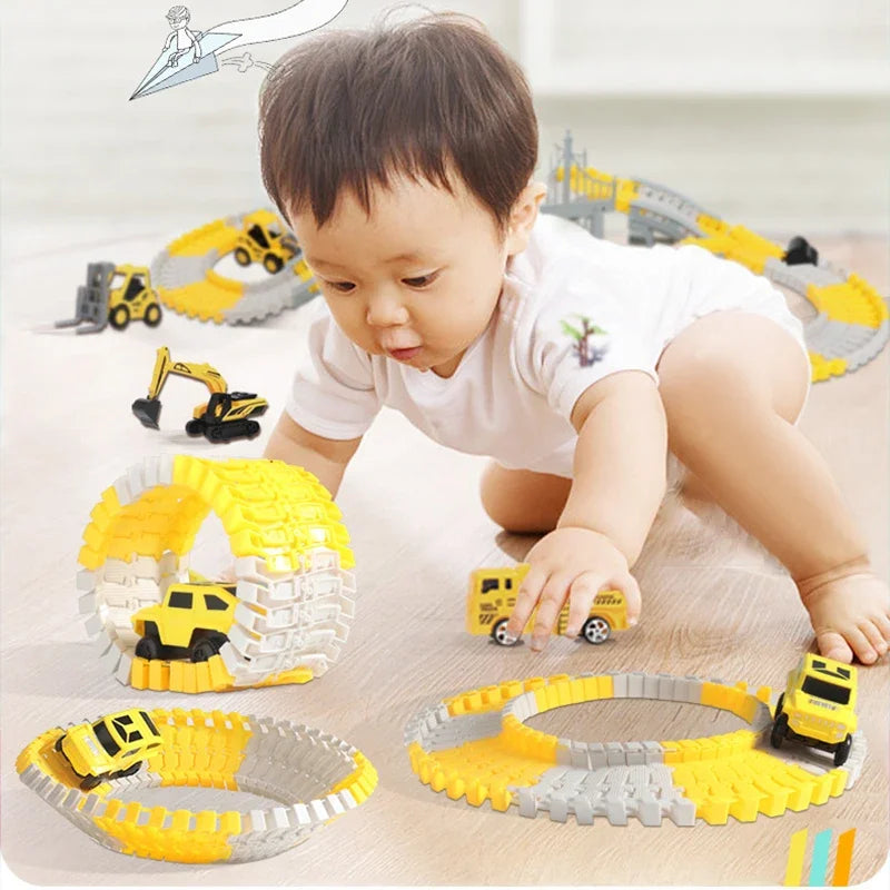 137-467Pcs Children Electric Track Toy Car Engineering Car Kids Educational Toys Track Car Train Toys for Children Birthday Gift