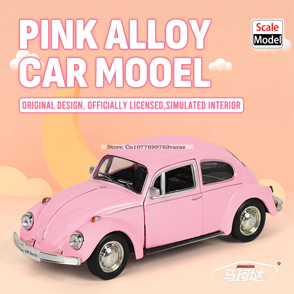 1:36 Volkswagen Beetle Classic 1967 Pink Alloy Car Model Toy Casting Series Collection Jewelry Gift Christmas Gift