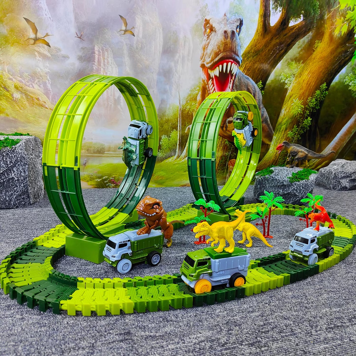 Electric Dinosaur Track Car Magic Climbing Railway Toy Car Flexible Track Toy Cars Educational Toys for Boys Quality Toy for Kid
