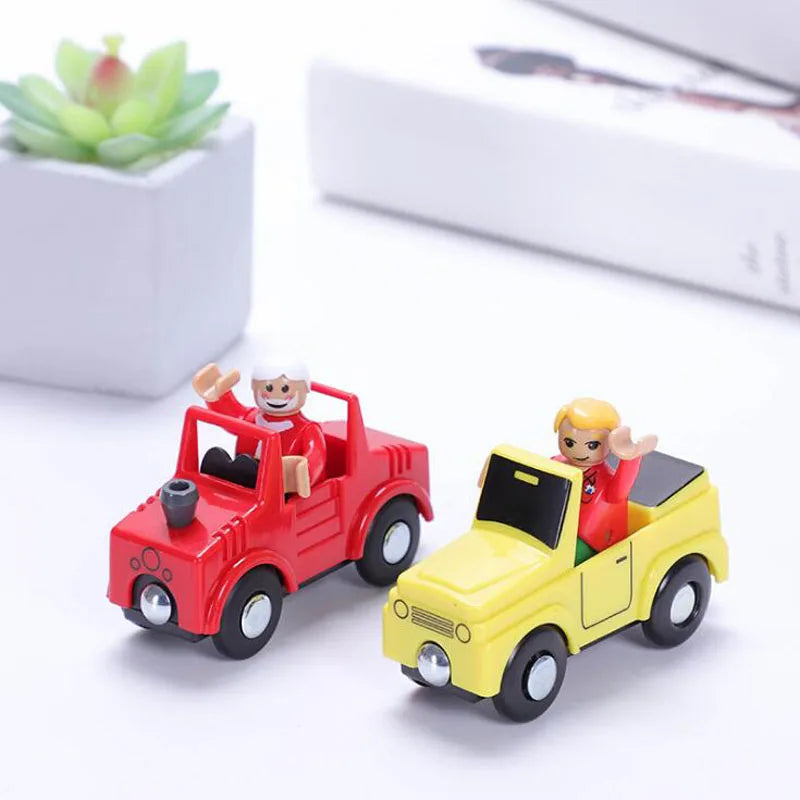 Wooden Track Accessories Magnetic Car Toy Wood Train Railway Scene Car Truck Fit BIRO Track Children'S Educational Toys