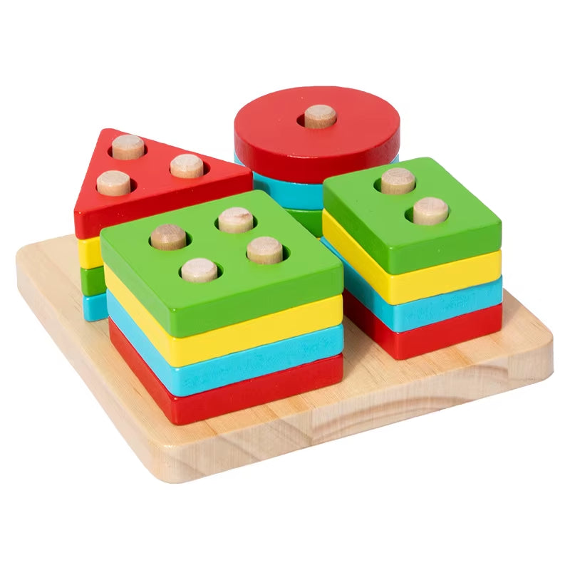 Matching Stacking Building Block Clock Sets 3D Puzzles Board Musical Figure Game Montessori Educational Toys for Kids Boys Girls