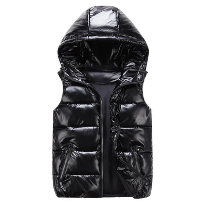 Winter Parent-Child Matching Outfits Shiny Child Waistcoat Cotton Girls Boys Vest Kids Jackets Children Outerwear for 100-185Cm