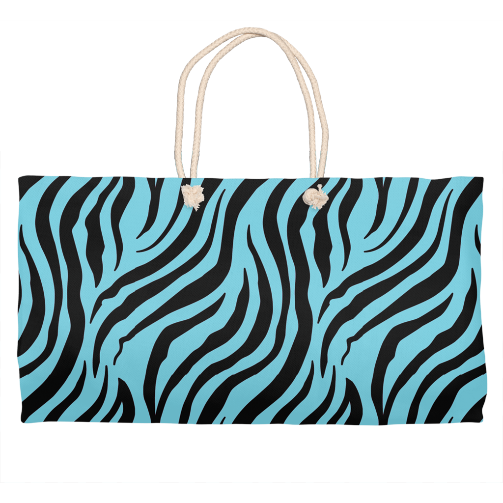 Zebra Blue Weekender Tote-1