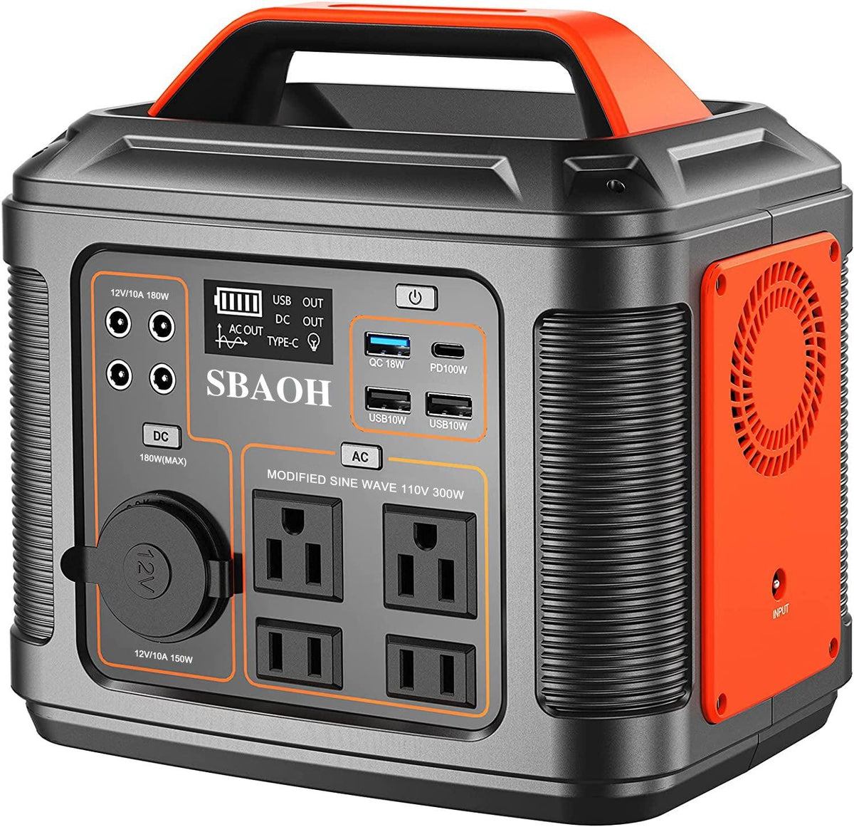 Portable Power Station P302,300W 296Wh Backup Lithium Battery,Solar Generator For Home-4