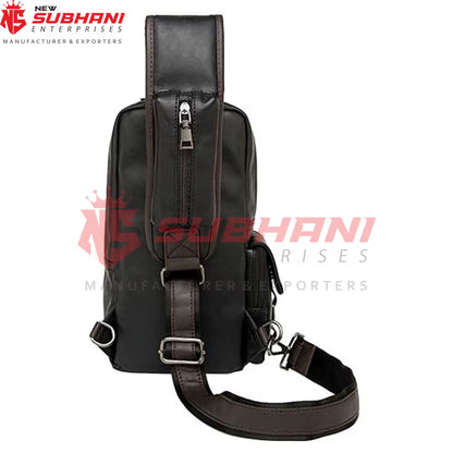 Customized Logo Pu Leather Water Proof Waist Bag Chest Bags with Earphone Custom Leather Shoulder Bags