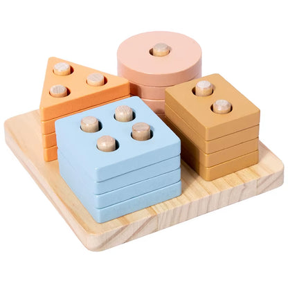 Matching Stacking Building Block Clock Sets 3D Puzzles Board Musical Figure Game Montessori Educational Toys for Kids Boys Girls