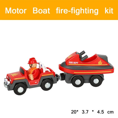 Wooden Track Accessories Magnetic Car Toy Wood Train Railway Scene Car Truck Fit BIRO Track Children'S Educational Toys