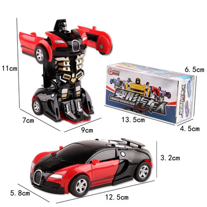 Yubon Mini Collision Deformation Robot Inertia Car Sports Car One Click Deformation Robot Car Toy for Kids Gift 2024