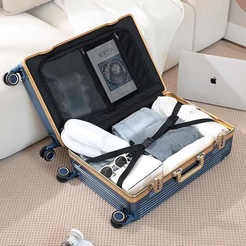Universal Wheel Aluminum Frame Mount Case Travel Box Business Front Opening Large Capacity Suitcase Dropshipping Trunk Package