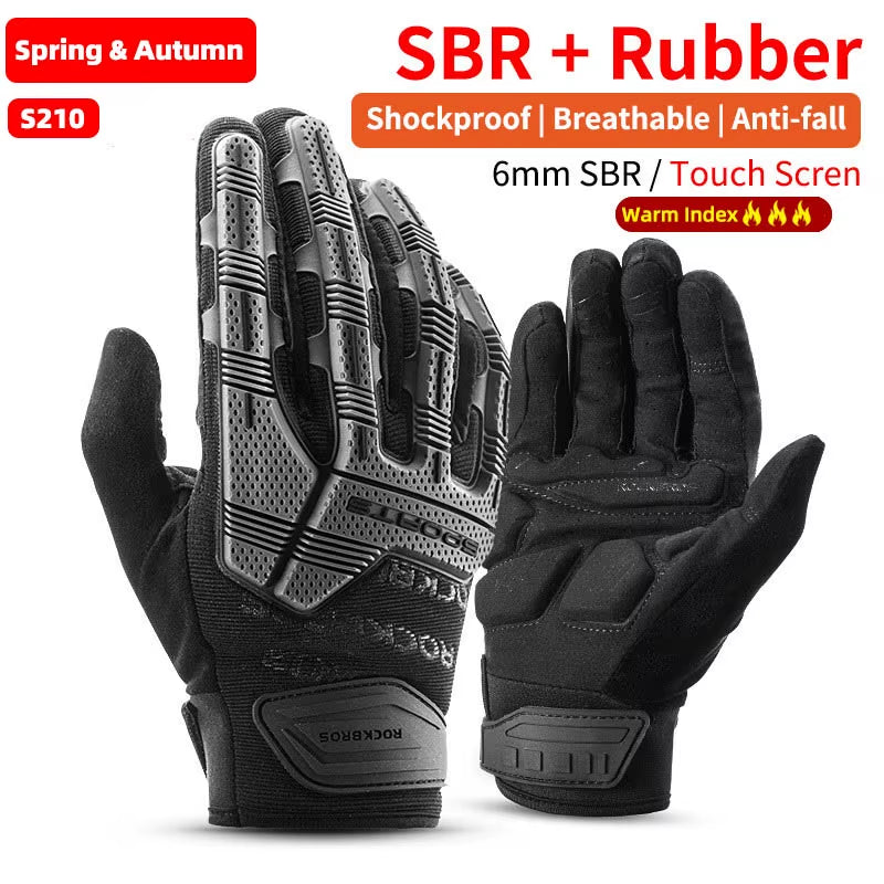 Autumn Winter Motorcycle Gloves Breathable SBR 6Mm Thickened Pad Keep Warm Winter Gloves Men Women Sport Cycling Glove