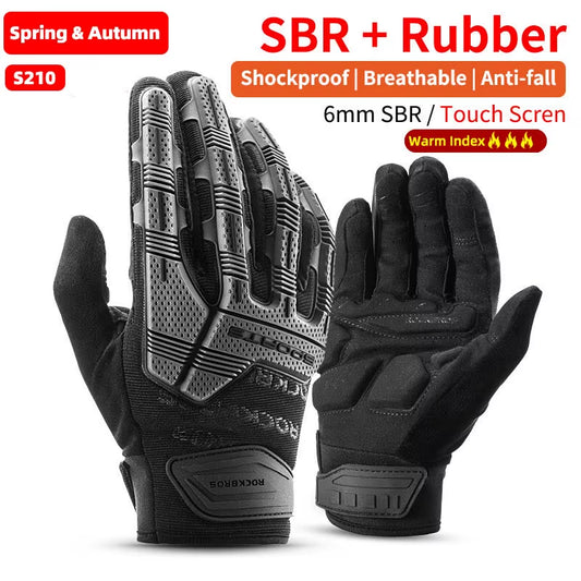 Autumn Winter Motorcycle Gloves Breathable SBR 6Mm Thickened Pad Keep Warm Winter Gloves Men Women Sport Cycling Glove