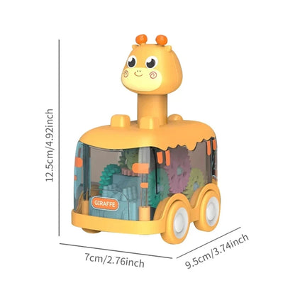 Baby Animal Car Toys for Toddlers 1 2 3 Years Light up LED Toy Pull Back Car with Visible Gear Birthday Gifts for Kids Boys Girl
