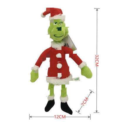 Hot Selling Christmas Green-Haired Grinch Plush Toy Kids' Cartoon Doll with PP Cotton Filling for Stress Relief