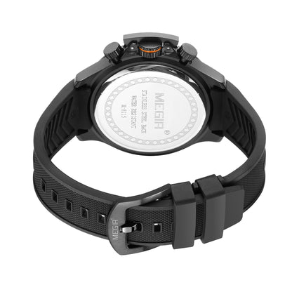 MEGIR Relogio Masculino Luxury Quartz Watch for Men Yellow Silicone Strap Military Sport WristWatch Chronograph with Auto Date 8115
