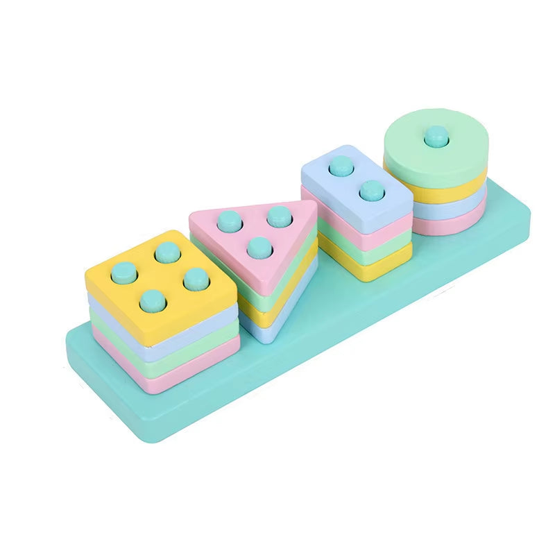 Matching Stacking Building Block Clock Sets 3D Puzzles Board Musical Figure Game Montessori Educational Toys for Kids Boys Girls