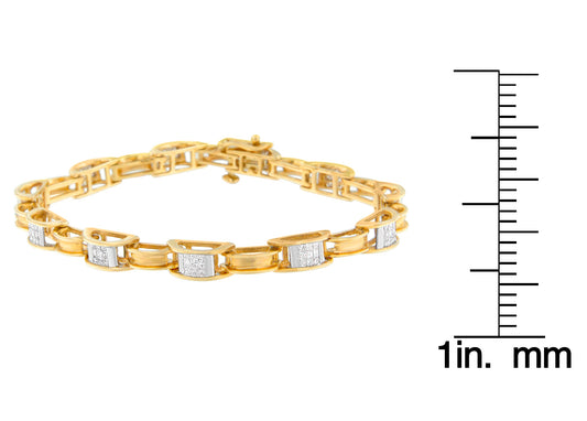 14K Yellow Gold Princess Cut Diamond Chain Link Bracelet (1.00 cttw, H-I Color, SI1-SI2 Clarity)