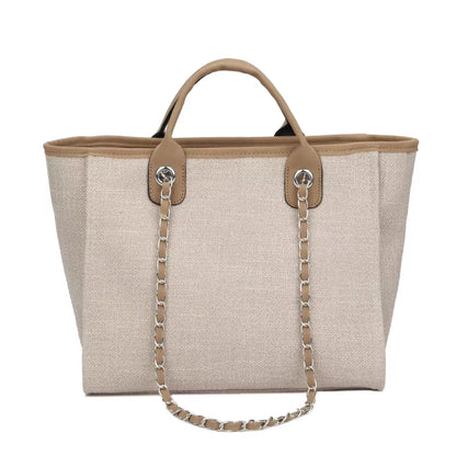 Women Tote Bags Fashion Canvas Large Capacity Handbag Casual Chains Shoulder Bags Ladies Big Messenger Bag Shopping Bag