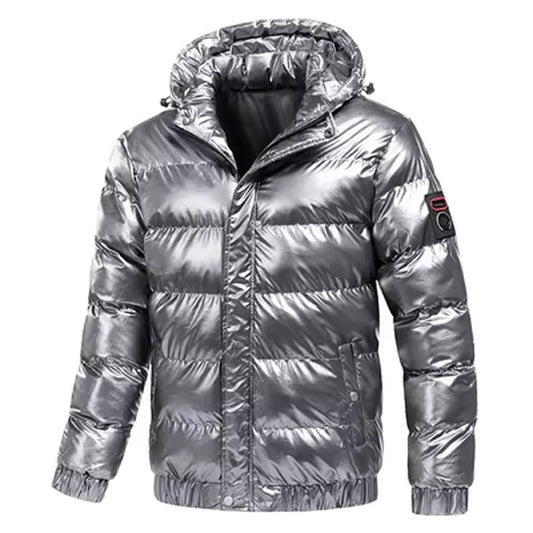 Autumn Men'S Coat Windbreaker Fashion Male Cotton Warm Parka Shiny down Hood Casual Outerwear Thermal Black Bomber Jackets Men