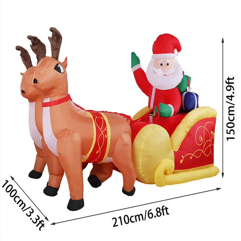 Christmas Santa Reindeer Sleigh Inflatable Led Yard Decor-3