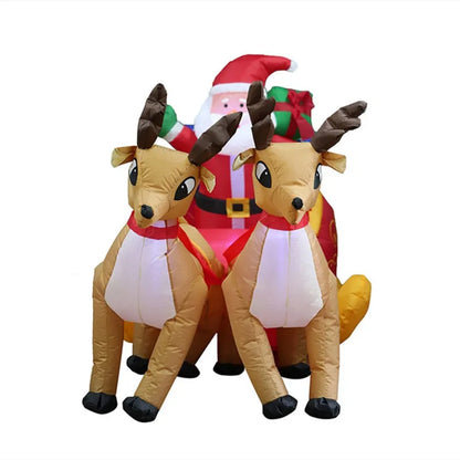 Christmas Santa Reindeer Sleigh Inflatable Led Yard Decor-2