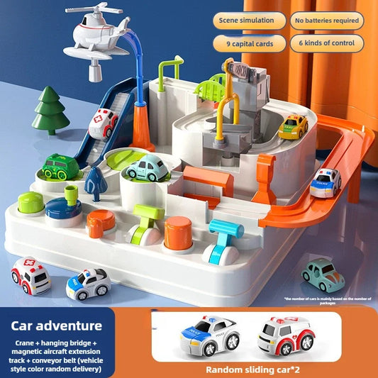 Rail Car Toys for Kids Inertia Cars Track Adventure Game Brain Mechanical Train Interactive Puzzle Toy Children Christmas Gifts
