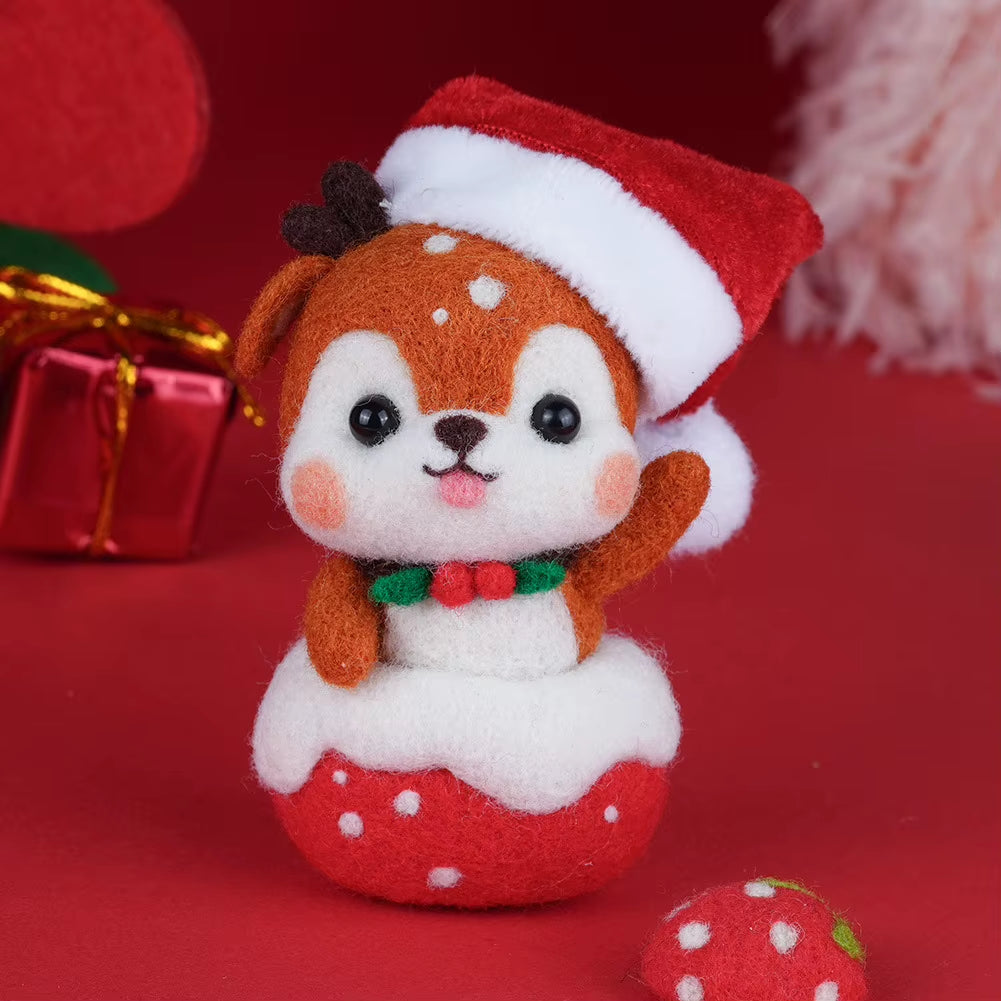 Wool Felt Pokes Christmas Swing Chai Dog 1 to 1 Video Teaching Handmade DIY