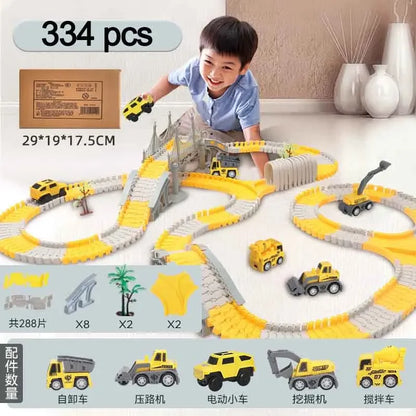 137-467Pcs Children Electric Track Toy Car Engineering Car Kids Educational Toys Track Car Train Toys for Children Birthday Gift