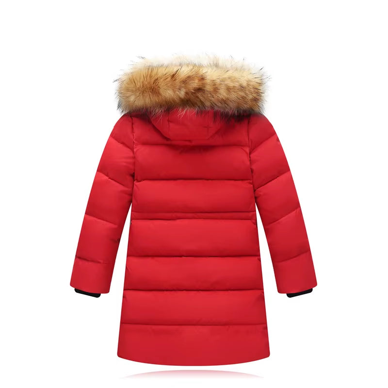 2021 Fashion Children Duck down Jacket Natural Fur Collar Long Thick Winter Jacket Girls Child Coat Outwear Warm for Cold Winter