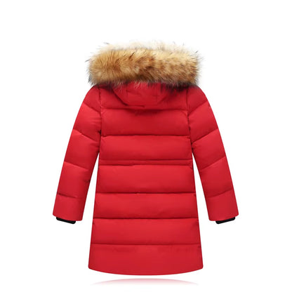 2021 Fashion Children Duck down Jacket Natural Fur Collar Long Thick Winter Jacket Girls Child Coat Outwear Warm for Cold Winter