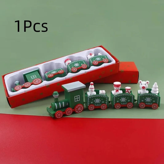 Kids Christmas Plastics Train Toy Mini Train Decor Set for Christmas Party Christmas Train Ornament Fun Gift Home Decoration