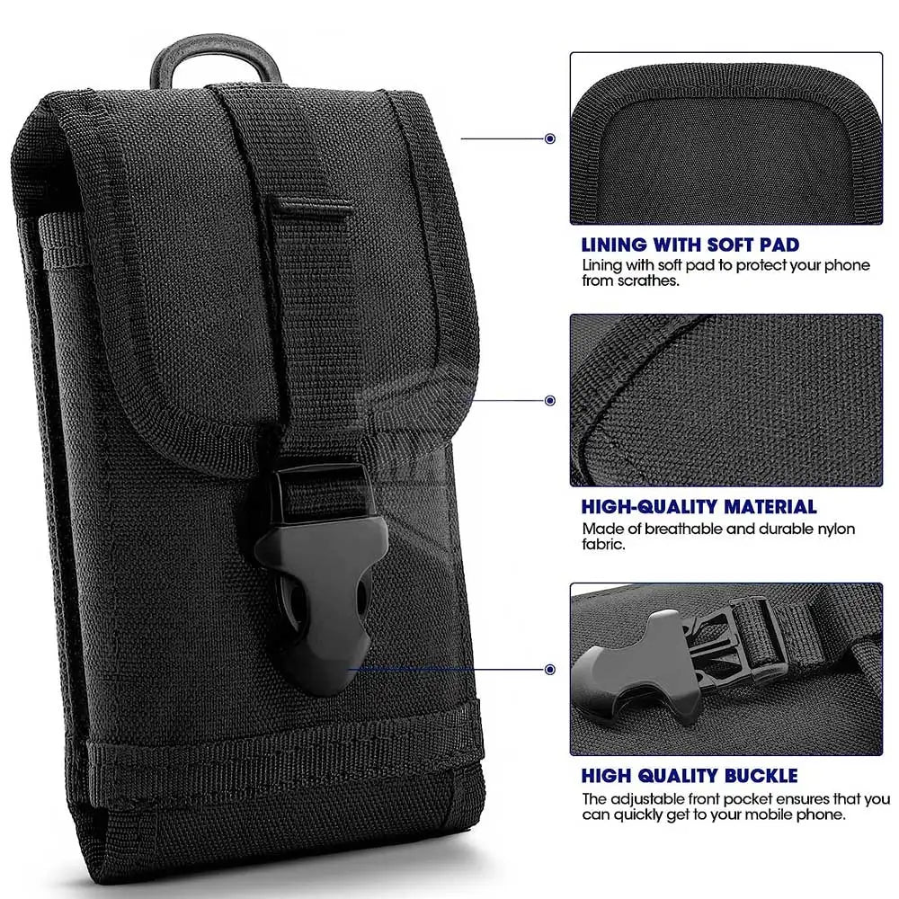 Molle Pouch Waist Holster Cell Phone Bag for Phones and Other Usage Belt Clip Locking D-Ring in Unique Style
