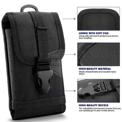 Molle Pouch Waist Holster Cell Phone Bag for Phones and Other Usage Belt Clip Locking D-Ring in Unique Style