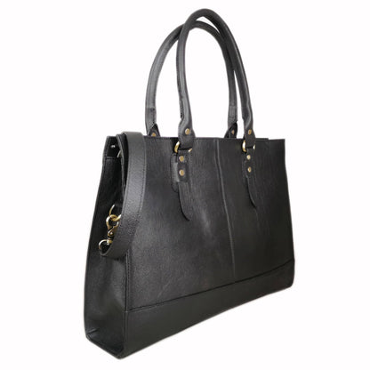 The Signature 17" Leather Laptop Bag, Black
