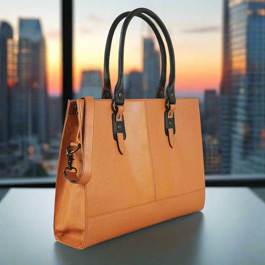 The Signature 17" Leather Laptop Bag, Glazed Tan