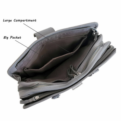 Leather Briefcase, Grey