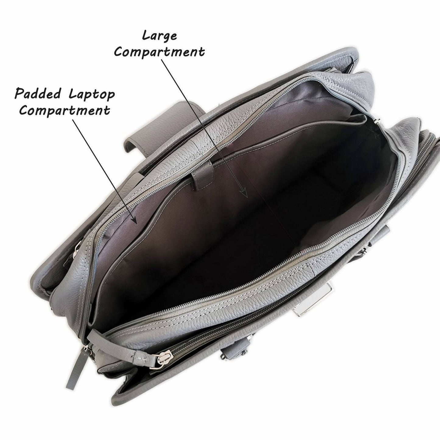 Leather Briefcase, Grey