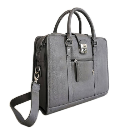 Leather Briefcase, Grey