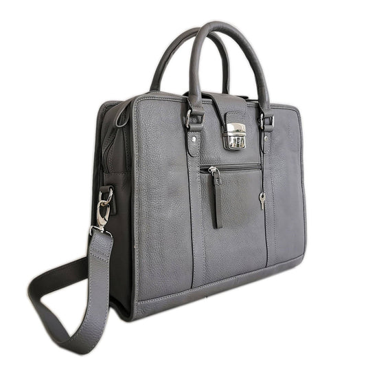 Leather Briefcase, Grey